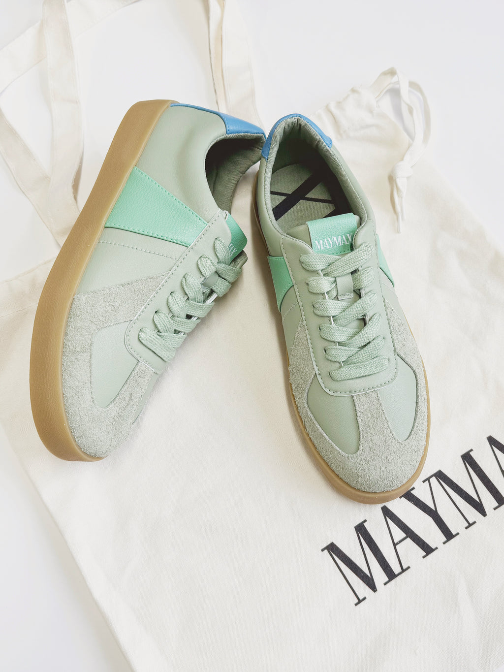 MayMax Mint Retro Sneaker pair — pastel green women's casual sneakers