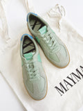 MayMax Mint Retro Sneaker in soft mint green with gum sole — women's low-profile retro sneaker